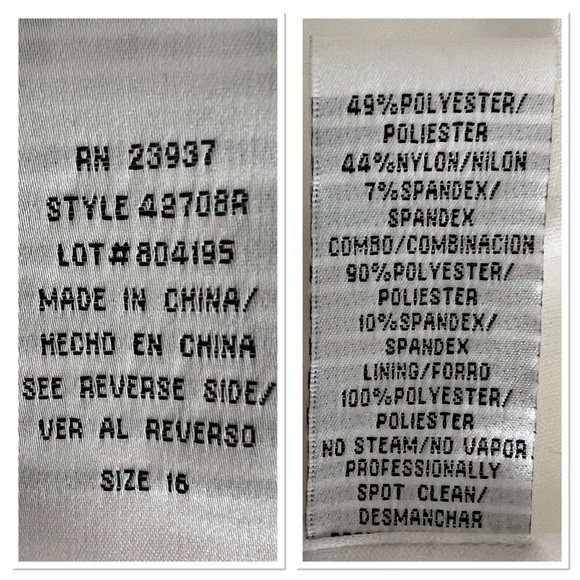 J.R. Evenings Ruffle Neck Long Sheer Sleeve Polyester Nylon Blend Blouse Sz 16 - Picture 7 of 7